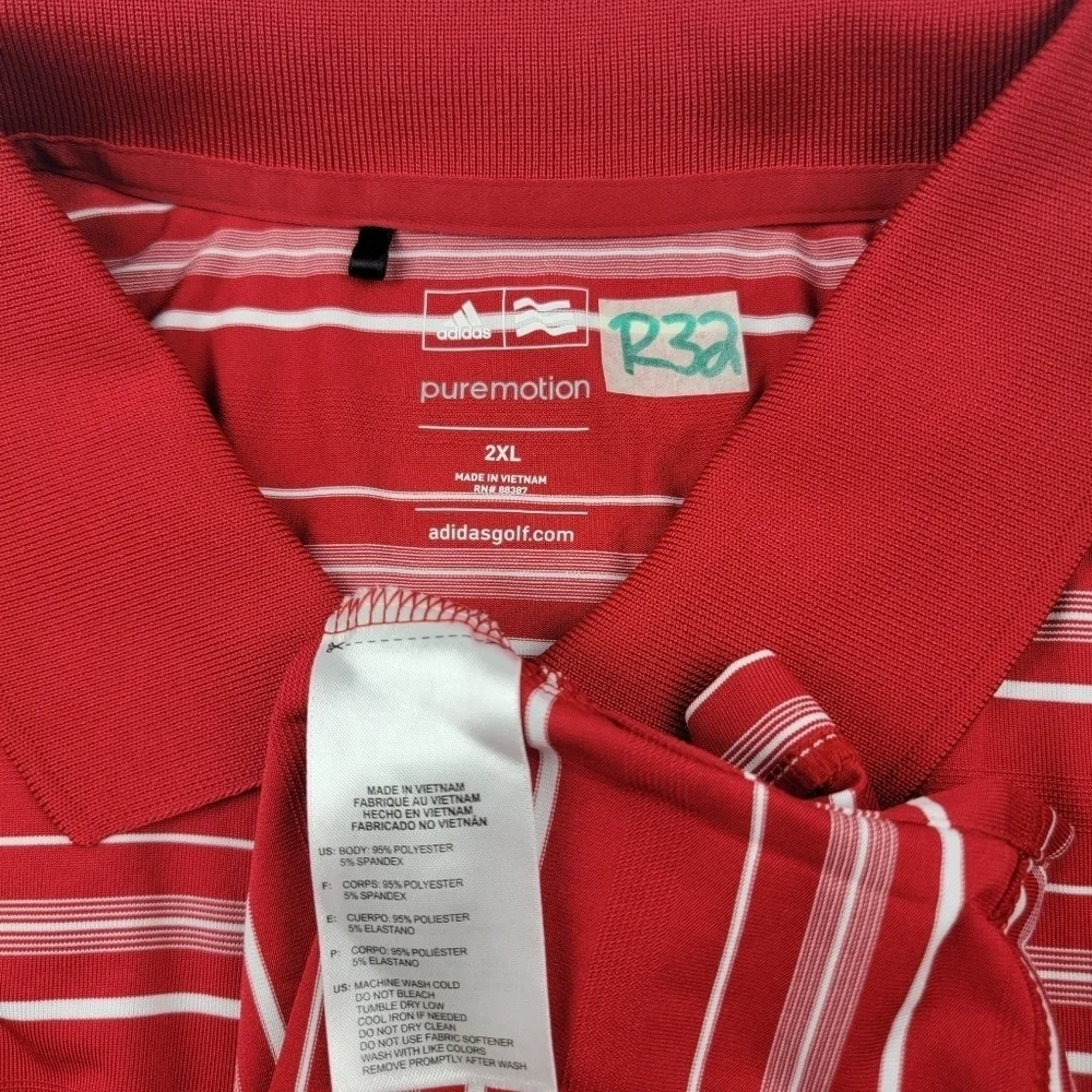 NWOT Adidas‎ Golf puremotion quick dry red and white polo